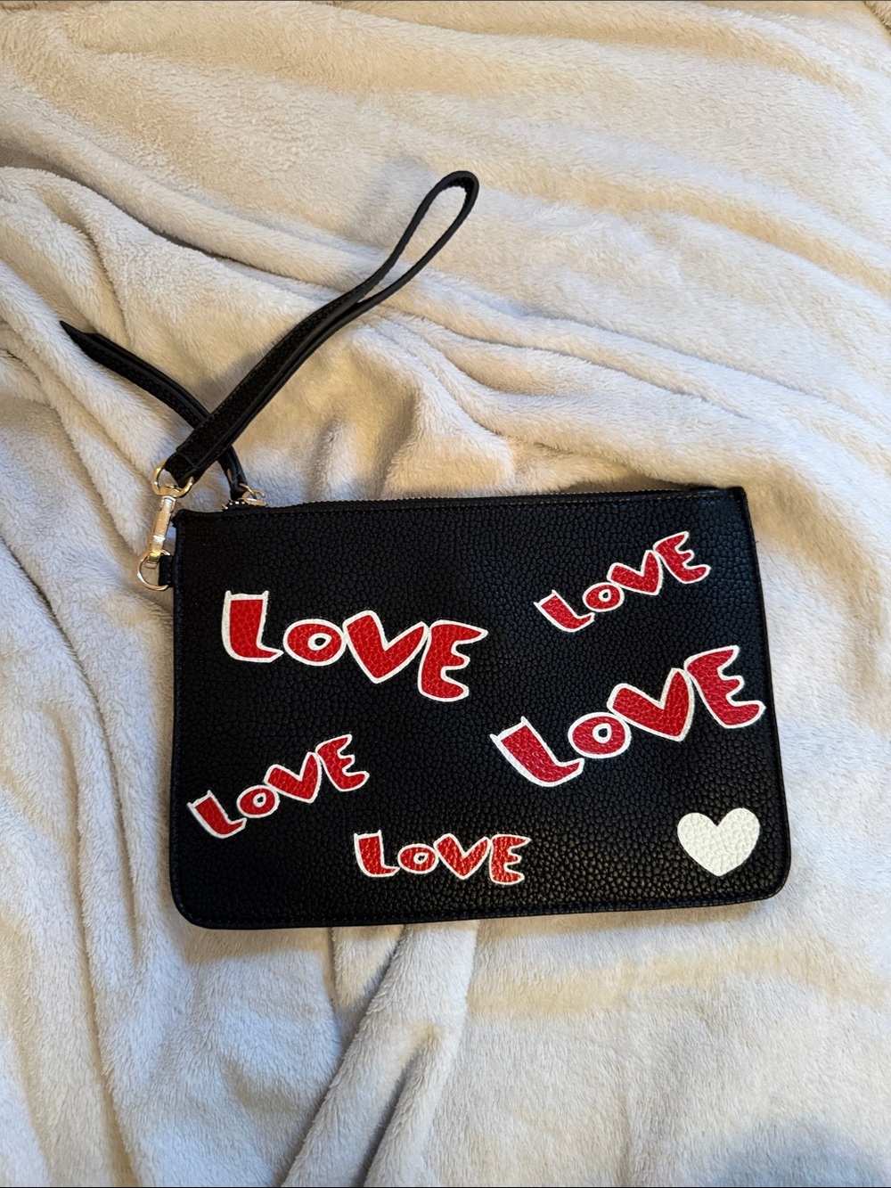 Black Wristlet Clutch with Red LOVE Graphics